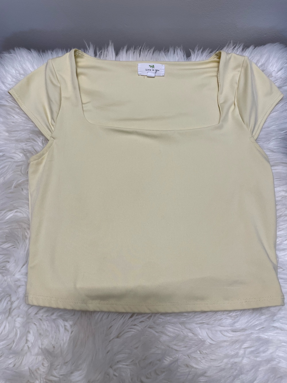 Light Yellow Square Neck Crop Top